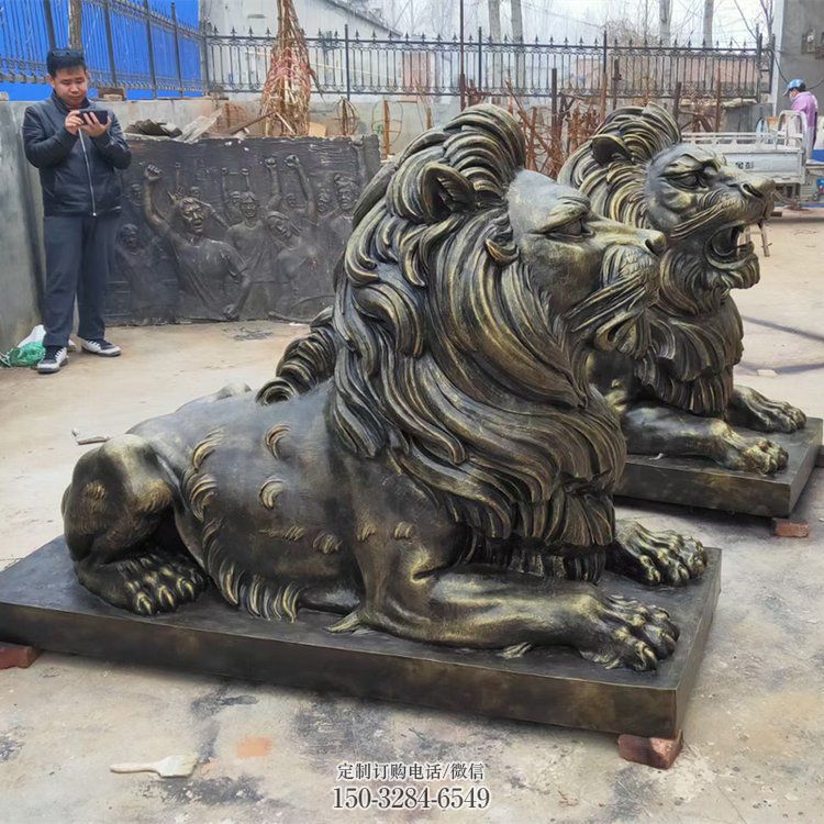 湘潭大型趴狮雕塑,仿铜动物雕塑,玻璃钢狮子雕塑制作 湘潭大型趴狮雕塑,仿铜动物雕塑,玻璃钢狮子雕塑制作